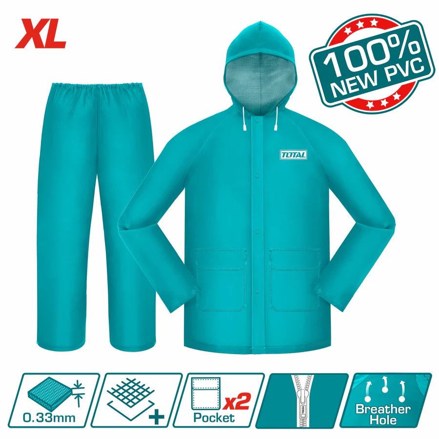 Total Rain Suit (XL) 0.33mm PVC/Polyester 2-Piece | THTRS031 Total